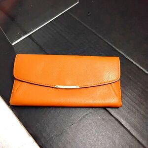 Coach Tan  Leather Wallet with Flap Design